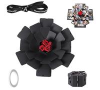 Explosion Gift Box, 6 Faces Creative Surprise Box, Creative Handmade DIY Photo Albumss, with Tape and Ribbon for Wedding Birthday Valentine's Day Mother's Father's Day Wedding (Black)