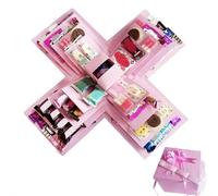 Explosion Gift Box, DIY Surprise 5 Layer Snack Explosion Box with Tape and Ribbon, Creative Scrapbooking Boxs Gift for Birthdays, Wedding, Mother's Day, Anniversaries, Christmas's Day (Pink)