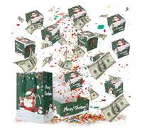 Explosion Gifts Box for Presents, Birthday Money Box Gifts Pull, Black Gold Explosion Mystery Boxes, Surprise for Friends, Family, Colleagues, Classmates, Partners (Christmas)