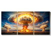 explosion of nuclear bomb one picture on three - 3x A3 Poster - Triptych rolled in tubes BensArt Triptych set 3 Three Stretched Mounted Multi Panel Wall Art Classic Picture Arts Abstract Artwork Pain
