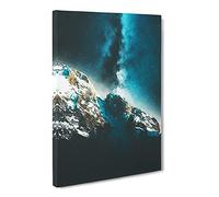 Explosion Of Stars Above The Mountains Canvas Print | Gallery Wrapped 30mm Frame Wall Art | 20x14 inches | Ready to Hang | Modern Space Picture | Living Room Bedroom Lounge Office