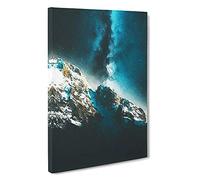 Explosion of Stars Above The Mountains Canvas Print | Gallery Wrapped 30mm Frame Wall Art | 30x20 inches | Ready to Hang | Modern Space Picture | Living Room Bedroom Lounge Office