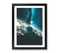 Explosion Of Stars Above The Mountains Modern Framed Print | A2 Black Framed Wall Art | Ready to Hang | Modern Space Picture | Living Room Bedroom Lounge Office