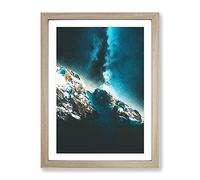 Explosion Of Stars Above The Mountains Modern Framed Print | A3 Oak Framed Wall Art | Ready to Hang | Modern Space Picture | Living Room Bedroom Lounge Office