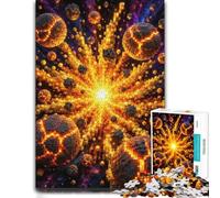 Explosion of Voxelated Planets and Cubes Jigsaw Puzzle, 1000 Pieces