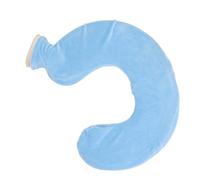 Explosion -Proof and -Shaped Hot Water Bottle with a Knitted Cover, Pain Relief Compress for Menstrual Cramps, 1L Water Injection (Light Blue)