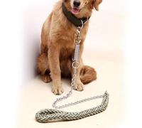 Explosion Proof Nylon Braided Leash 8 Strands for Medium Large Dogs Heavy Duty Leash with Spring Hook (Green with Collar,XL)