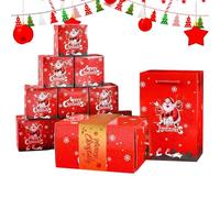 Explosions Present Box, 12PCS Red Christmas Surprise Money Popup Box, Christmas Money Explosions Boxes, Folding Bouncing Cash Boxes