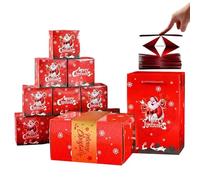 Explosions Present Box, 12PCS Red Christmas Surprise Money Popup Box, Christmas Money Explosions Boxes, Folding Bouncing Cash Boxes,Surprise Explosiones Cashbox for Family Party Game Poppers