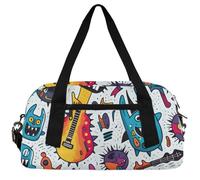 Explosive Color Graffiti Kids Duffle Bag Boys Girls Small Sport Dance Gym Bag for Overnight Travel Weekender Carry On, Cute Cartoon Doodle, 18.5"L x 9.4"W x 7.8"H