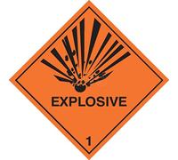 Explosive Hazard Warning Diamond Label 100mm x 100mm