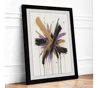 Explosive Radiance Abstract Framed Wall Art Print A1 Black