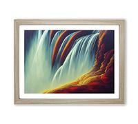 Explosive Waterfall Framed Print | A2 Oak Framed Wall Art | Ready to Hang | Modern Landscape Picture | Living Room Bedroom Lounge Office
