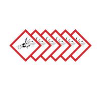 Explosives Warning Hazard Diamond Multi Pack 100mm x 100mm Strong Adhesive Vinyl Stickers for Safety (6)