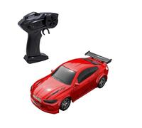 ExploTex 2.4 GHz RC Drift Car in 1:64 Scale with 4-Wheel Drive, Mini Racing Car for Desk with Precise Steering and USB Charging (Red, Ready to Drive)