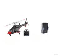ExploTex A61 1/53 Scale Air-Wolf 2.4G 4CH Single Rotor Flybarless Mini RC Helicopter Model with Optical Flow Altitude Hold (RTF Version/Red and Black) + Battery