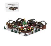 ExploTex European Style Christmas Market Building Blocks Set, Collectible Winter Display Model(1855PCS), Offering An Immersive Building Experience