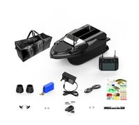 ExploTex V080 12V High-Speed, Long-Range Remote-Controlled Bait Boat With Extended Battery Life, Featuring 9 Fishing Zones And 180 Waypoints (/black) + Illuminated Bait Set (56 Pieces)