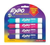 EXPO 1927523 Low-Odor Dry Erase Markers, Chisel Tip, Vibrant Colors, 4-Count