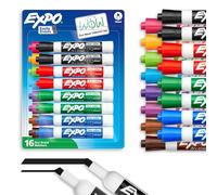 Expo Dry Erase Markers, Low Odor Ink, Assorted Colors, Chisel Tip, 16 Count