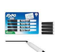 EXPO Dry Erase Markers, Low Odor Ink, Black, Fine Tip, 4 Count - Easily Erases, Vibrant Ink, Ideal for Classroom, Back to School Supplies, Teachers, Office, Whiteboard & Home