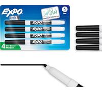 EXPO Dry Erase Markers, Low Odor Ink, Black, Fine Tip, 4 Count - Easily Erases, Vibrant Ink, Ideal for Classroom, Back to School Supplies, Teachers, Office, Whiteboard & Home