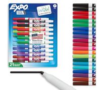 EXPO Dry Erase Markers, Whiteboard Markers with Low Odor Ink, Fine Tip, Assorted Vibrant Colors, 21 Count