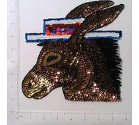 Expo International 7 1/2" x 7 1/4" Democrat Donkey Sequin Patches/Appliques, Multi Colors