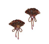 Expo International Beaded Fan Sequin Pack of 2 Patches/Appliques, Bronze