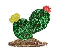 Expo International Flower Cactus Sequin Patches/Appliques, Green Multi