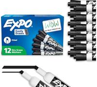 Expo Low Odor Chisel Tip Dry Erase Markers, Black, 12 Pack (80001)