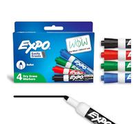 EXPO Low Odor Dry Erase Markers, Bullet Tip, Assorted Colors, 4 Count