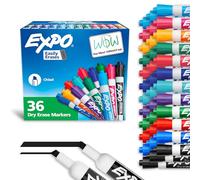 Expo Low-Odor Dry Erase Markers, Chisel Tip, Assorted Colors, 36 Count