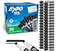Expo Low-Odor Dry Erase Markers, Chisel Tip, Black, 36-Count