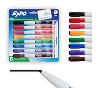 Expo Magnetic Dry Erase Markers with Eraser, Fine Tip, Assorted, 8 Count