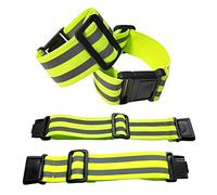 Exporee 4pcs Adjustable Reflective Armbands High Visibility Reflector Safety Elastic Cycling Running Reflective Tape Wrist Ankle Leg Waist for Kids and Adults