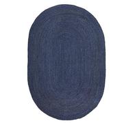 Export Profile Jute Rug Natural Area Rug Hand Woven & Classic Quality for Living Room Kitchen Entryway Hallway Bedroom Farmhouse Mat Carpet Floorcloth Home Decor4' x 6' OvalNavy