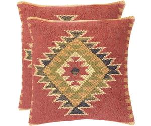 EXPORT PROFILE Kilim Cushion Cover Set of 2 | 18x18 Inch Handwoven Wool & Jute Boho Cushion Covers for Sofa, Couch & Living Room Decor