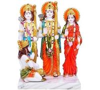 EXPORT STORE Marble Look Ram Darbar Statue Murti Idol for Pooja Room Home Temple 6 Inch Multicolour