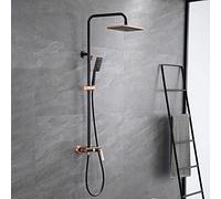 Exposed Shower Faucet Set, ABS Rainfall Shower Head with Handheld Shower Sprayer, Wall Mounted Single Handle Shower System with Tub Spout,Gun Gray,Chrome