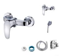 Exposed Shower Mixer Bar Zinc Alloy Construction 5 Spray Modes Wall Mount Bathroom Tap Set Silver(D)