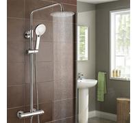 Exposed Thermostatic Shower Mixer Bathroom Twin Head Large Valve Round