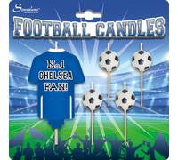 Expreess Yourself Touchdown Delight Football Candles - Set of 4 Football Candles and 1 Football Jersey Candles with Attractive Styling No. 1 Chelsea Fan! Blue Jersey.