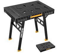 Express Folding Work Table, Easy Setup Portable Folding Work Table & Portable Folding Workbench, 34" W x 25" D x 31" H Lightweight Versatile Clamping Worktable for Garage/Wood Shop (Yellow)