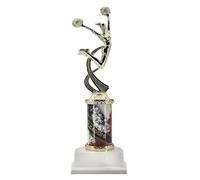 Express Medals 1 Pack Cheer Cheerleading Cheerleader Trophy, 11 Inch Height, Bright Gold Awards Youth Team Trophies Award Tournament Winner Event Prize Party Favor ATR3