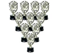 Express Medals 10 Pack of 7 Inch Tall Cheerleading Trophy Awards Includes Silicone Cheer Wrist Band Awards 10 pk 4103 Girls Cheerleader Trophies Award Prize Gift Favor