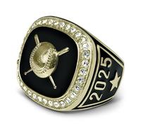 Express Medals 2025 Champion Baseball Trophy Ring in Sizes 6 to 11 with Award Display Stand Trophies, Metal, Cubic Zirconia