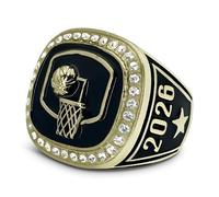 Express Medals 2026 Champion Basketball Trophy Ring in Sizes 6 to 11 with Award Display Stand Trophies Rings Trophies Team champions tournament medals medal, Metal, Cubic Zirconia