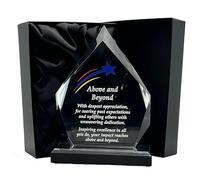 Express Medals 7.25 Inch Acrlic Diamond Shaped Above and Beyond Achievement Award Trophy. Plaque recogniton Awards with Gift Presentation Box