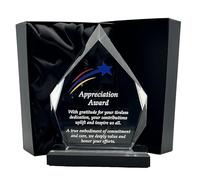 Express Medals 7.25 Inch Acrlic Diamond Shaped Appreciation Achievement Award Trophy. Plaque recogniton Awards with Gift Presentation Box